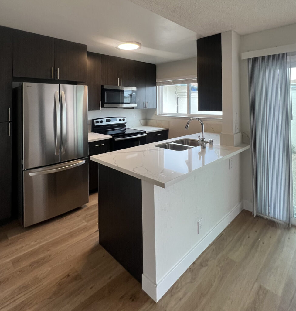 At the end of 2025 and beginning of 2026, with the generous support of Corporate Champion, ESSEX Property Trust, lead GC IBI Construction Inc., and a multitude of vendors, we completed another renovation project at Maitri! This project included a full renovation of two of their transitional housing units. 8 of ESSEX’s volunteers came together on 1/14/26  for a day of prep, priming and painting the downstairs!